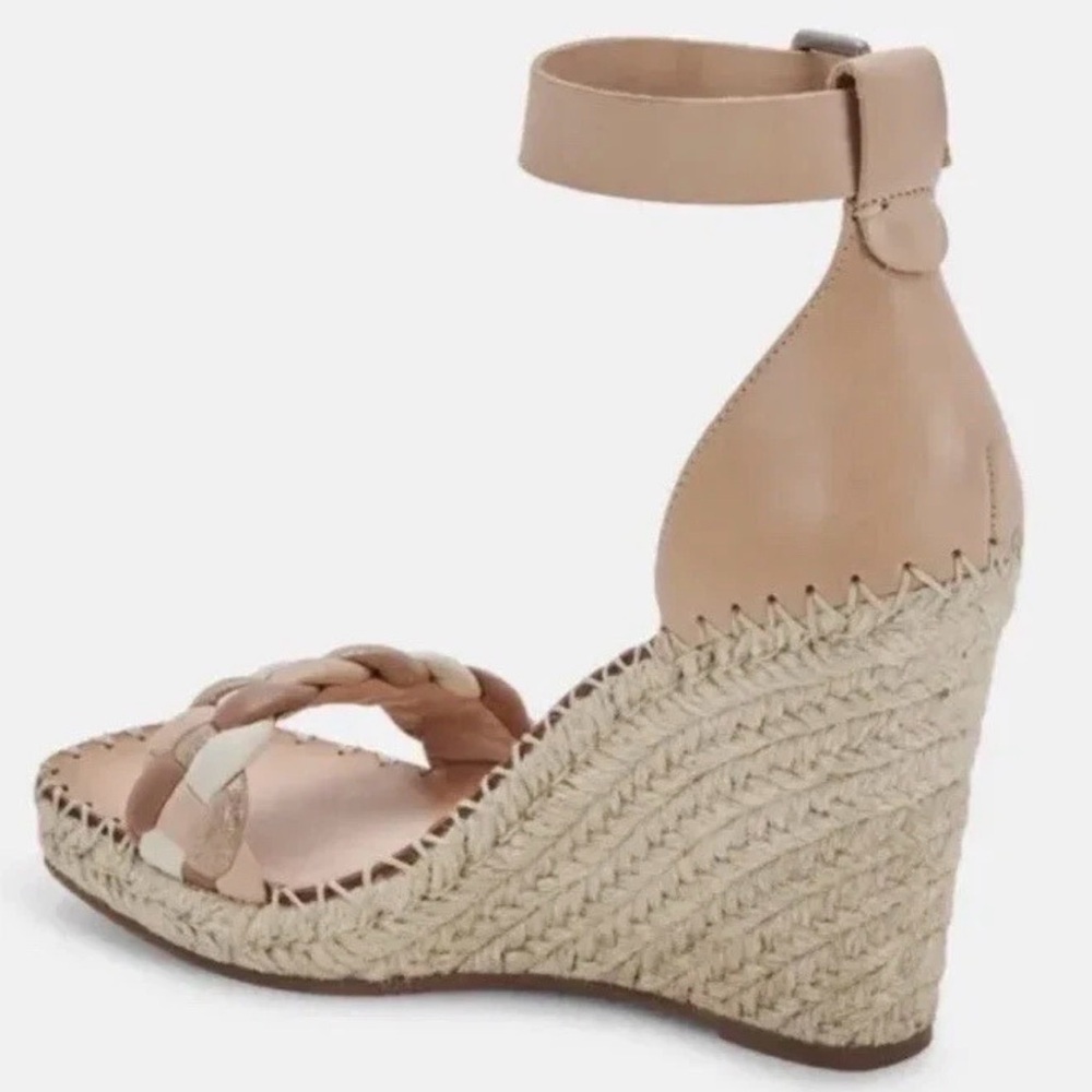 Dolce Vita Nilton Ankle Strap Espadrille Wedge Sandals Womens 10 Beige Open Toe - Picture 4 of 12